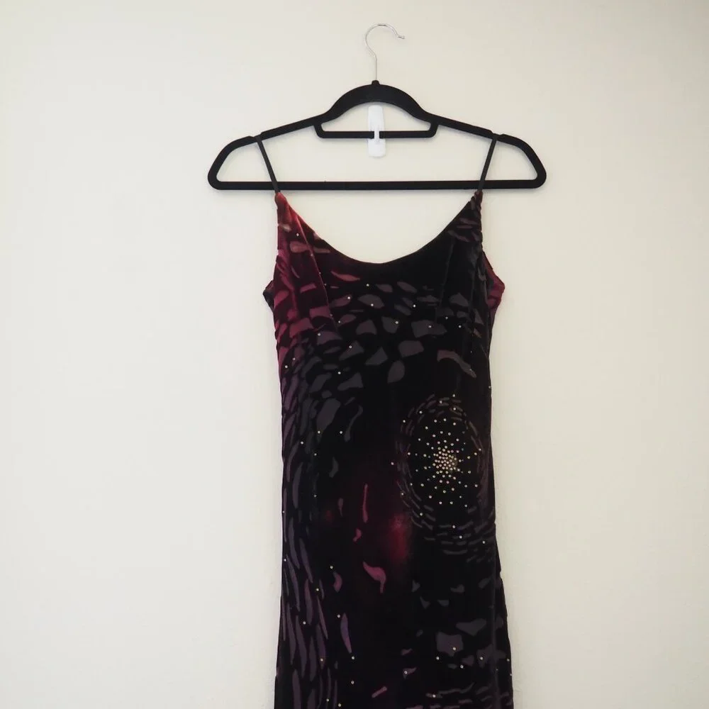 Vintage Andrea Polizzi for Rex Lester 90’s Burnout Velvet Bedazzled Dress - Picture 5 of 10